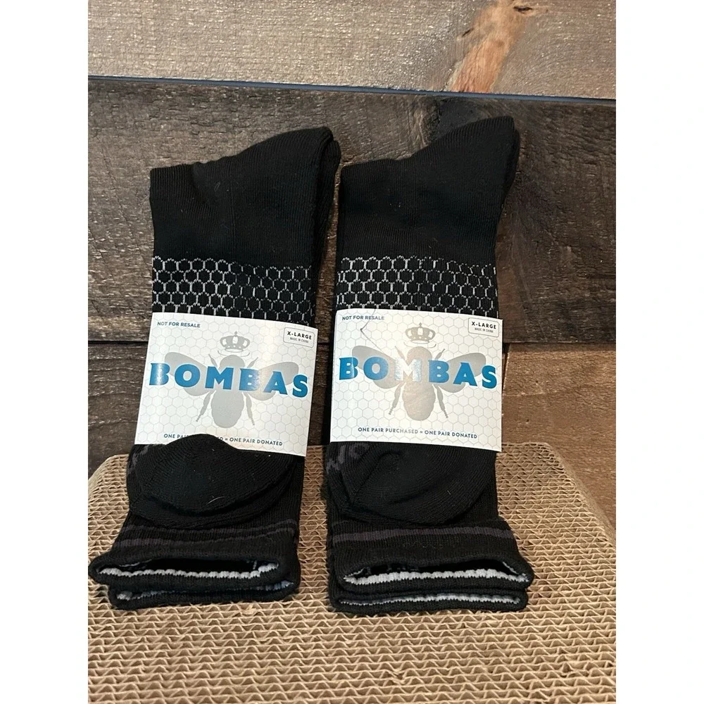 Bombas Socks Men's Solid Calf XLarge Black - 2 Pairs NEW